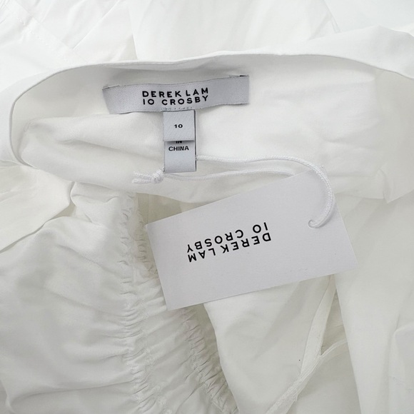 Derek Lam 10 Crosby Tora White V-Neck Tiered Cotton Poplin Dress Size 10 NEW - Picture 9 of 11